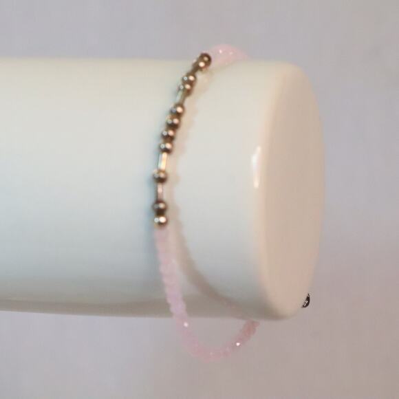 Barely There Stretch Bracelet Ultra Thin Rose Quartz Beads - Picture 3 of 8
